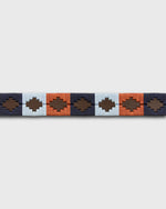 Load image into Gallery viewer, 1 1/8" Polo Belt in Orange/Sky/Navy Chocolate Brown Leather
