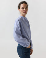 Load image into Gallery viewer, Sunny Blouse in Blue Small Bengal Stripe Poplin