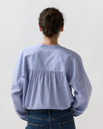 Load image into Gallery viewer, Sunny Blouse in Blue Small Bengal Stripe Poplin