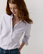 Load image into Gallery viewer, Schoolgirl Shirt in Lavender/White Bengal Stripe Oxford