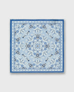 Load image into Gallery viewer, Hand-Rolled Silk/Cotton Print Pocket Square in Sky/Harbour/Chalk Floral