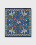 Load image into Gallery viewer, Hand-Rolled Cotton Print Pocket Square in Blue/Red Elephant