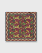 Load image into Gallery viewer, Hand-Rolled Cotton Print Pocket Square in Berry/Orange Tropical Bird