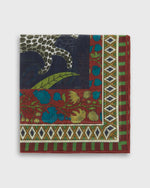 Load image into Gallery viewer, Hand-Rolled Cotton Print Pocket Square in Berry/Sage Leopard