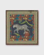 Load image into Gallery viewer, Hand-Rolled Cotton Print Pocket Square in Berry/Sage Leopard