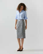 Load image into Gallery viewer, Aurora Skirt in Char Blue/Multi Sequin Glen Plaid