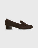 Load image into Gallery viewer, Kate Fringed Loafer in Brown Suede