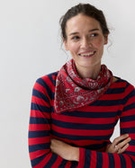 Load image into Gallery viewer, Medium Hand-Rolled Silk Scarf in Red Bandana Twill