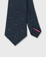 Load image into Gallery viewer, Silk Woven Tie in Navy/Pink Dot