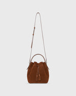 Load image into Gallery viewer, Lulu Bucket Bag in Walnut Suede/English Tan Leather