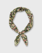 Load image into Gallery viewer, Hand-Rolled Silk Anyway Scarf in Olive/Rose The West Garden Liberty Fabric