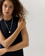 Load image into Gallery viewer, Circle Pendant Necklace in Blue Aurora Liberty