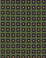 Load image into Gallery viewer, Hand-Rolled Silk Print Tie in Green/Navy/Yellow Square