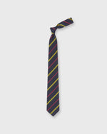 Load image into Gallery viewer, Hand-Rolled Silk/Cotton Woven Tie in Navy/Berry/Gold Stripe