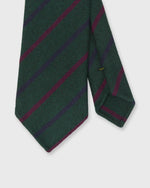 Load image into Gallery viewer, Hand-Rolled Wool Woven Tie in Forest/Navy/Gold Stripe