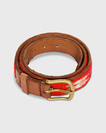 Load image into Gallery viewer, 1.25" African Beaded Belt in Red Multi Feather