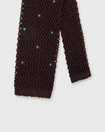 Load image into Gallery viewer, Silk Knit Tie Chocolate/French Blue Dot