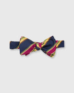 Load image into Gallery viewer, Silk Woven Bow Tie Navy/Magenta/Yellow Tuckahoe Stripes