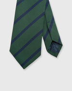 Load image into Gallery viewer, Irish Poplin Tie Green/Navy Bar Stripe