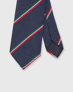 Load image into Gallery viewer, Silk Repp Tie Navy/Red/White/Green Repp Stri