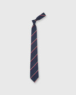 Load image into Gallery viewer, Silk Repp Tie Navy/Red/White/Green Repp Stri
