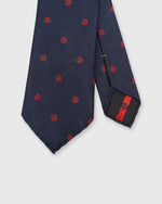 Load image into Gallery viewer, Silk Woven Club Tie Navy/Red 45 Turntable Adapter
