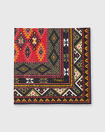 Load image into Gallery viewer, Hand-Rolled Pocket Square Dark Navy/Tomato/Multi Geo Kelim