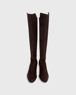 Load image into Gallery viewer, Heeled Pull-On Boot in Chocolate Suede
