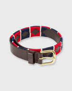 Load image into Gallery viewer, 1 1/8" Polo Belt in Red/Navy/Cream Chocolate Leather
