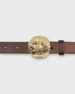 Load image into Gallery viewer, Round Abstract Belt Buckle in Brass