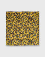 Load image into Gallery viewer, Hand-Rolled Cotton Print Pocket Square in Yellow/Blue/Brown Star Anise Liberty Fabric