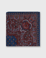Load image into Gallery viewer, Hand-Rolled Linen/Cotton Print Pocket Square in Navy Paisley