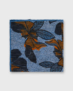 Load image into Gallery viewer, Hand-Rolled Linen/Cotton Print Pocket Square in Blue/Gold Large Flower