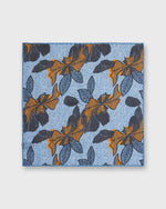 Load image into Gallery viewer, Hand-Rolled Linen/Cotton Print Pocket Square in Blue/Gold Large Flower
