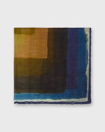 Load image into Gallery viewer, Hand-Rolled Cotton/Linen Print Pocket Square in Blue/Multi Abstract Square