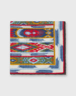 Load image into Gallery viewer, Hand-Rolled Cotton/Linen Print Pocket Square in Bone/Multi Ikat