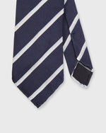Load image into Gallery viewer, Silk Repp Tie in Navy/Sky/White Stripe
