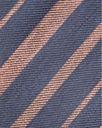 Load image into Gallery viewer, Hand-Rolled Linen/Silk Woven Tie in Navy/Orange Stripe