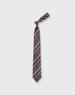 Load image into Gallery viewer, Hand-Rolled Linen/Silk Woven Tie in Navy/Orange Stripe