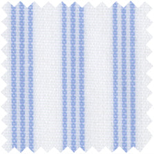 Made-to-Order Pleated Wrap Skirt in Light Blue Stripe Poplin