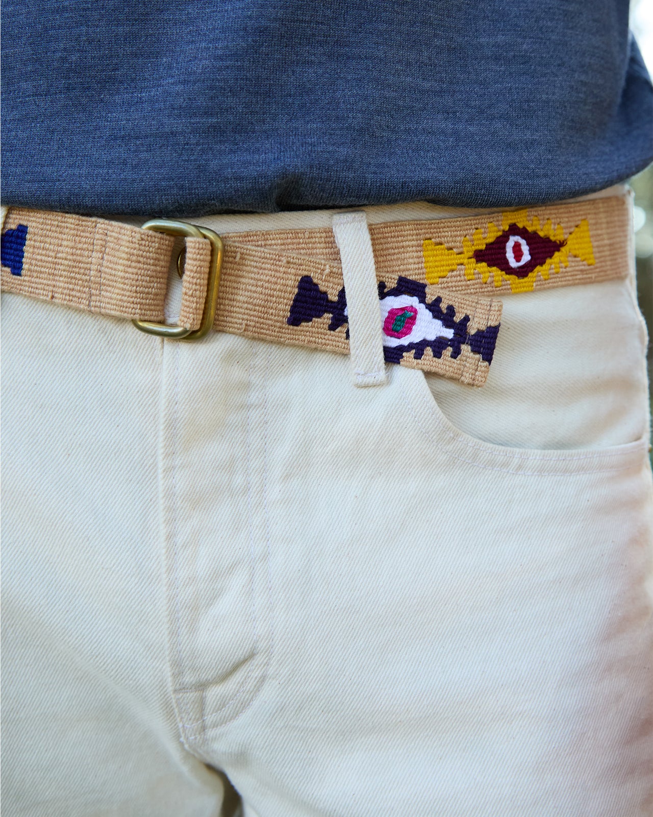Hand-Loomed D-Ring Belt in Maize Tribal