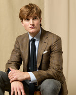 Load image into Gallery viewer, Virgil No. 4 Jacket in Brown/Blue Plaid Linen Hopsack
