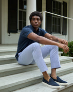 Load image into Gallery viewer, Slip-On Sneaker in Navy Perforated Suede
