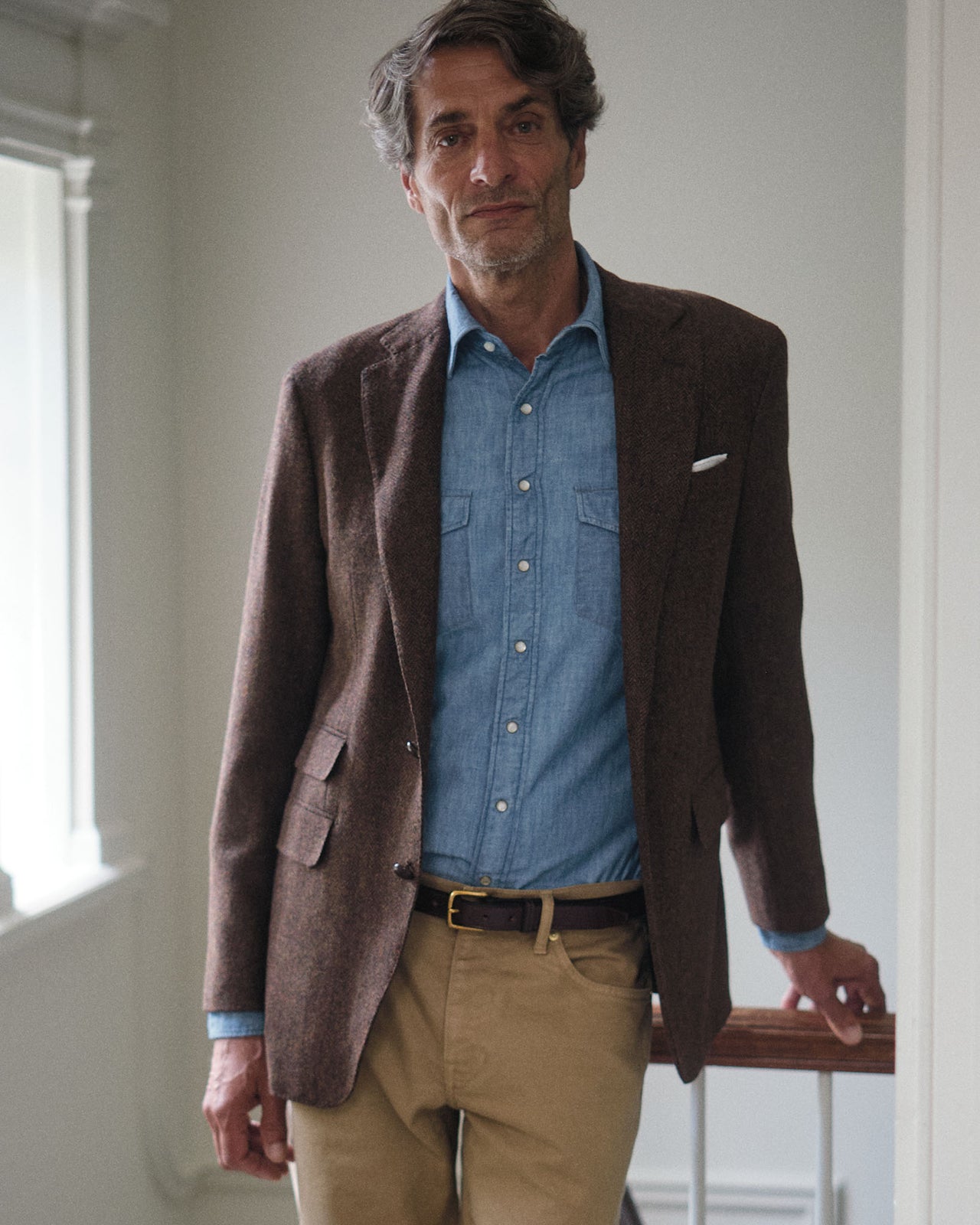 Slim Straight 5-Pocket Pant in Khaki Garment-Dyed Canvas
