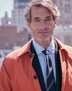 Load image into Gallery viewer, Irish Poplin Tie in Navy/Brown/Olive Stripe
