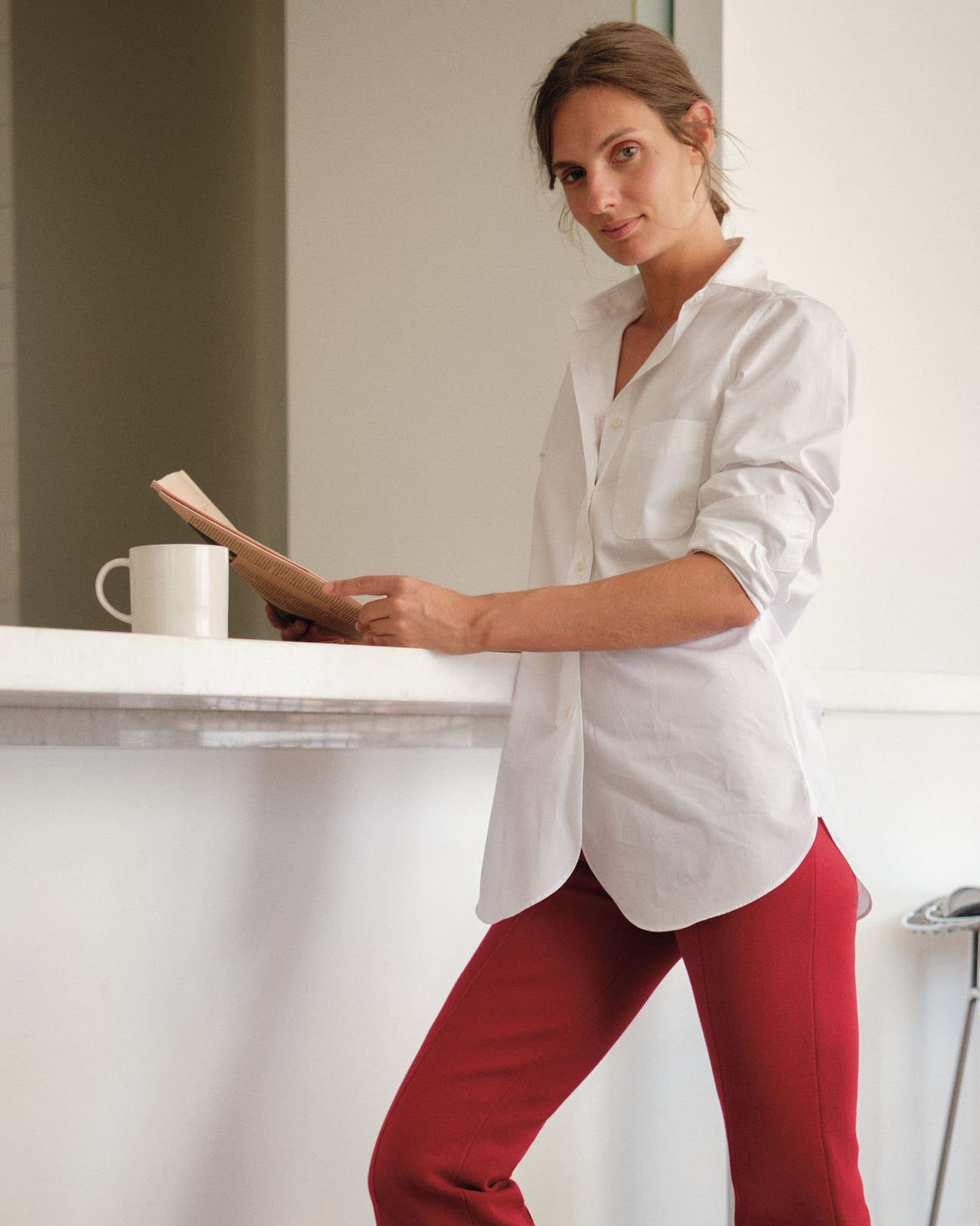 Boyfriend Shirt in White Poplin