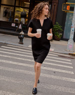 Load image into Gallery viewer, Oona Dress in Black Bi-Stretch Double Face
