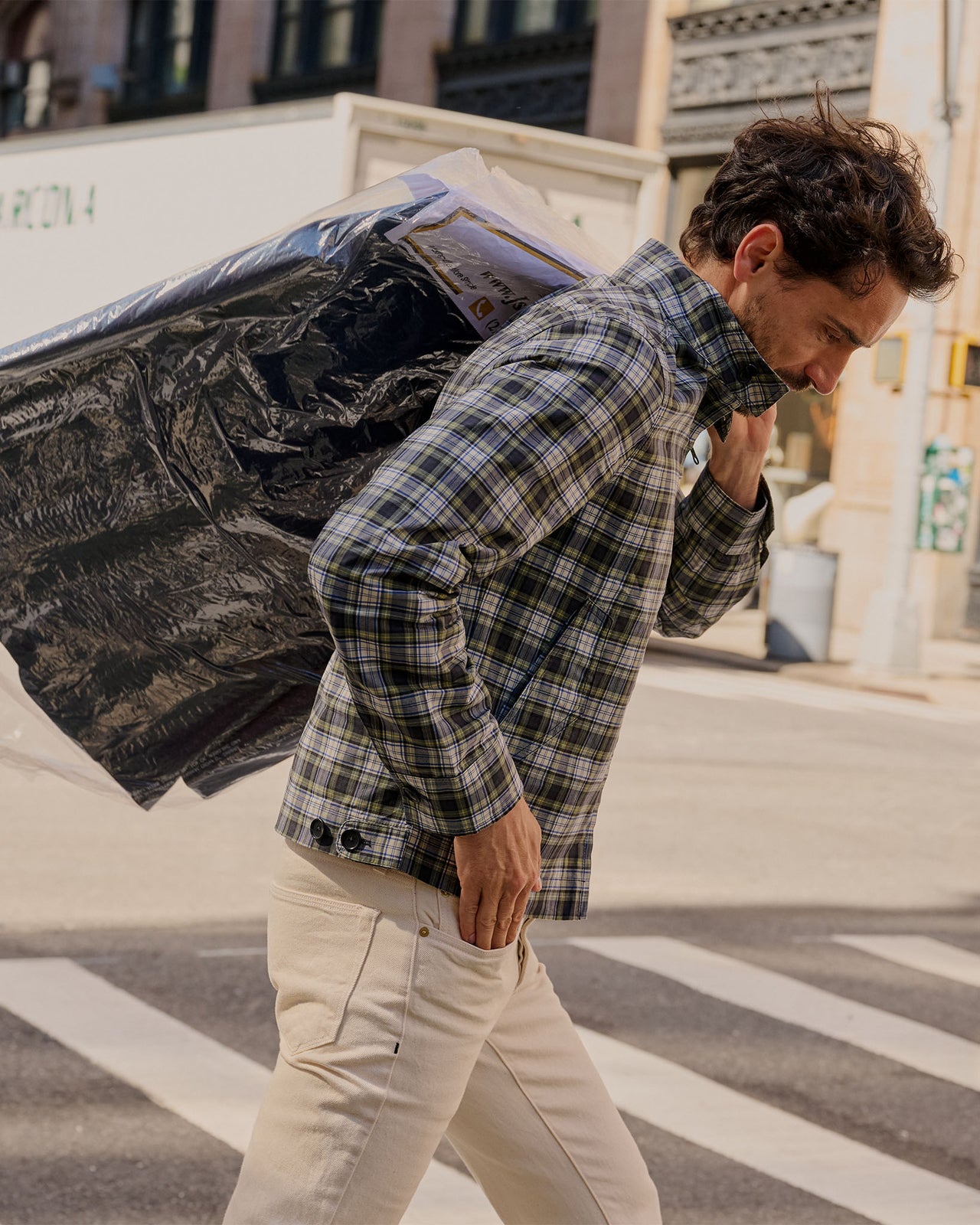 Harrington Jacket in Gordon Dress Tartan Dry Wax Poplin