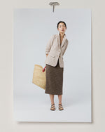 Load image into Gallery viewer, Long Pull-On Skirt in Brown/Ivory Speckled Knit
