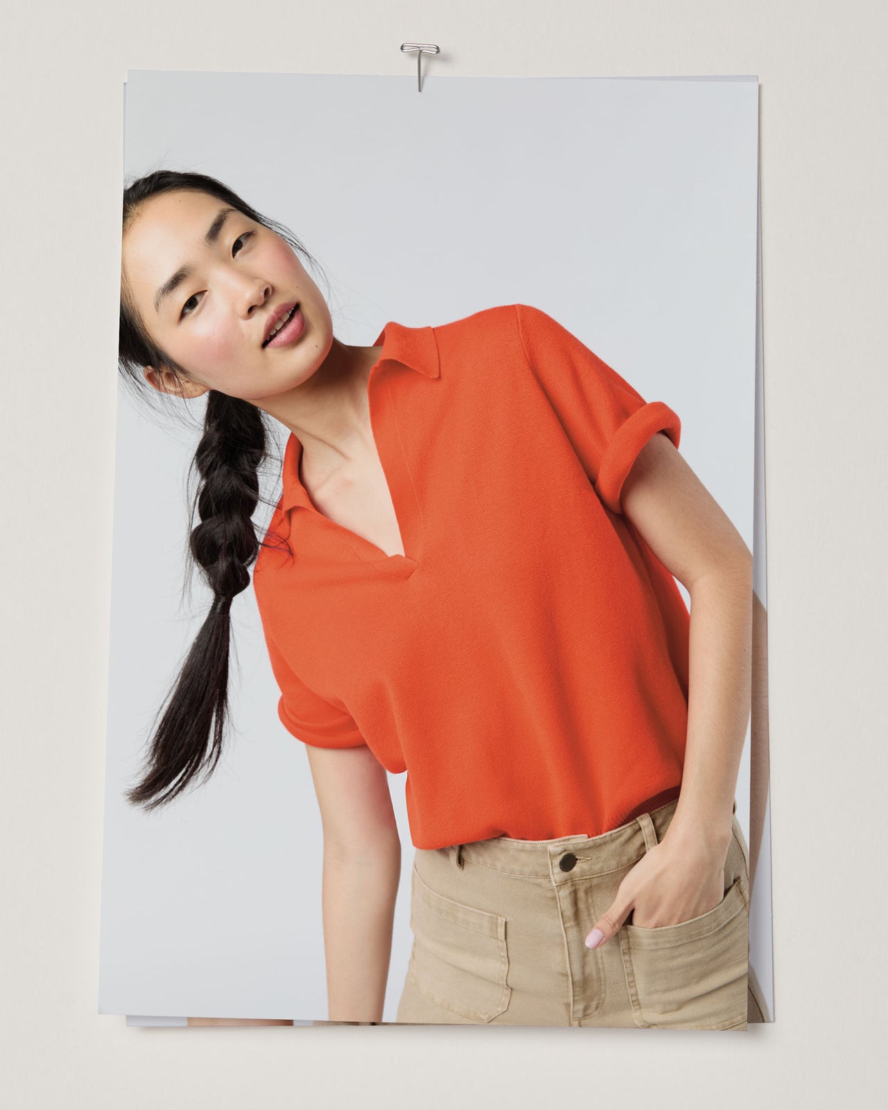 Alison Sweater in Bright Orange Cotton/Silk